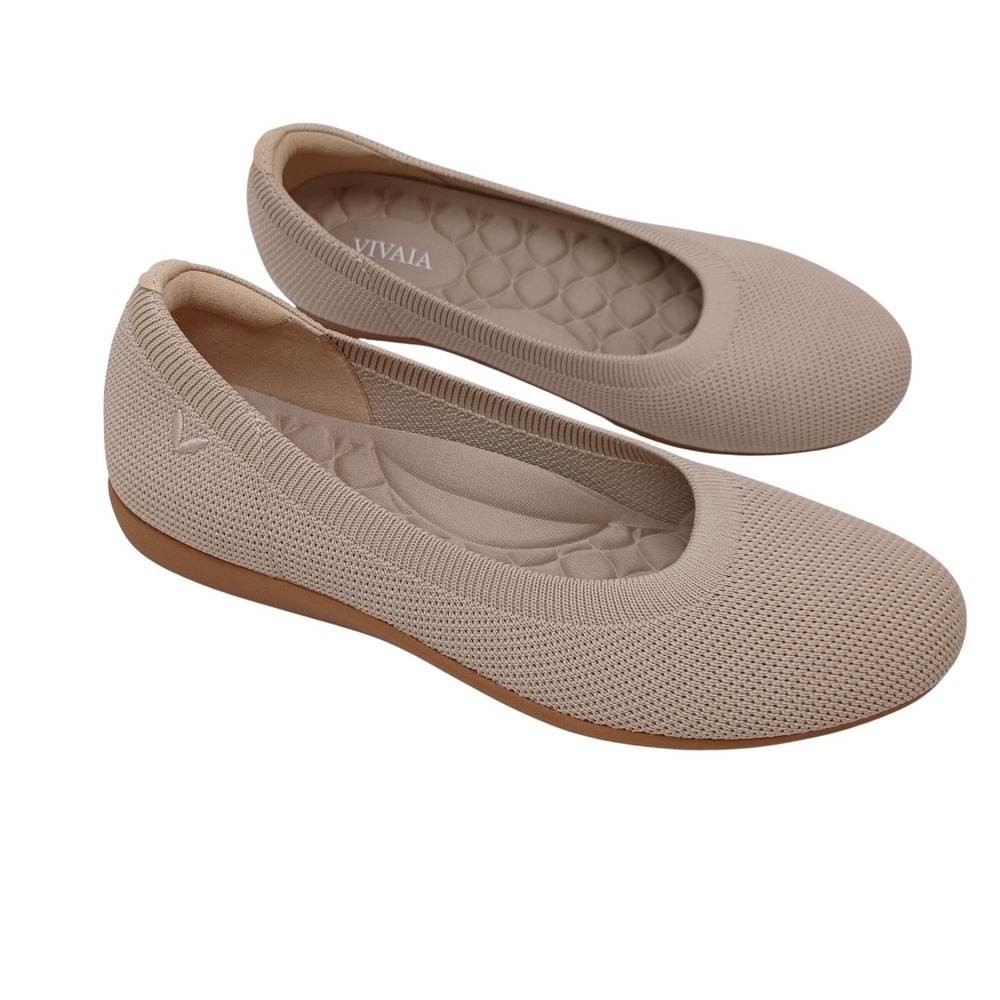Vivaia‎ Margot 2.0 Beige Knit Round Toe Ballet Flats Womens Size 36.5 EU